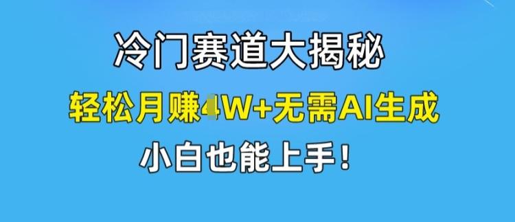 冷门赛道大揭秘，轻松月赚1W+无需AI生成，小白也能上手【揭秘】-董叔项目网
