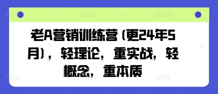 老A营销训练营(更24年6月)，轻理论，重实战，轻概念，重本质-董叔项目网