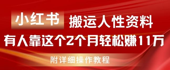 小红书搬运人性资料，有人靠这个2个月轻松赚11w，附教程【揭秘】-董叔项目网