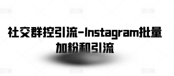 社交群控引流-Instagram批量加粉和引流-董叔项目网