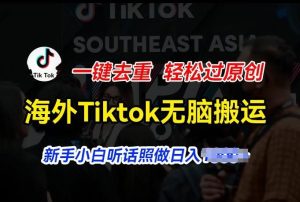 海外Tiktok短视频无脑搬运，一键去重轻松过原创，新手小白听话照做日入几张【揭秘】-董叔项目网