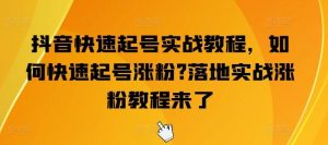 抖音快速起号实战教程，如何快速起号涨粉?落地实战涨粉教程来了-董叔项目网