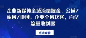 企业新媒体全域流量掘金，公域/私域/地域，企业全域获客，百亿流量收割器-董叔项目网