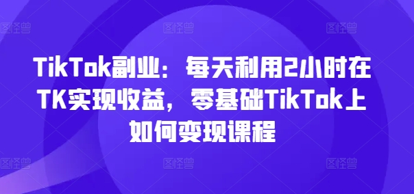 TikTok副业：每天利用2小时在TK实现收益，零基础TikTok上如何变现课程-董叔项目网