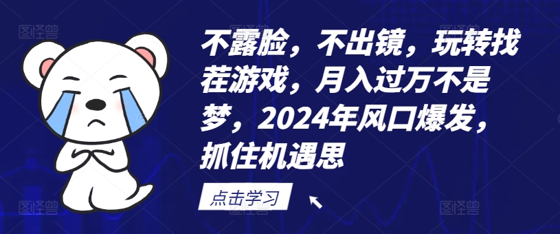 不露脸，不出镜，玩转找茬游戏，月入过万不是梦，2024年风口爆发，抓住机遇【揭秘】-董叔项目网