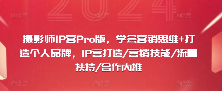 摄影师IP营Pro版，学会营销思维+打造个人品牌，IP营打造/营销技能/流量扶持/合作内推-董叔项目网