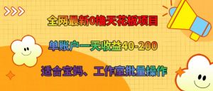 全网最新0撸天花板项目 单账户一天收益40-200 适合宝妈、工作室批量操作-董叔项目网