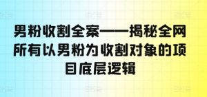男粉收割全案——揭秘全网所有以男粉为收割对象的项目底层逻辑-董叔项目网