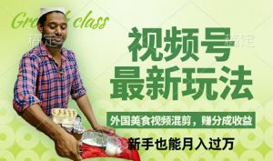 视频号新玩法，外国美食视频混剪，撸分成计划收益，视频制作简单，轻松月入过万【揭秘】-董叔项目网