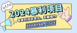 2024暴利项目,每单利润非常大,无脑操作,纯手机操作简单,小白必学项目-董叔项目网