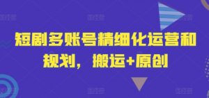 短剧多账号精细化运营和规划,搬运+原创-董叔项目网
