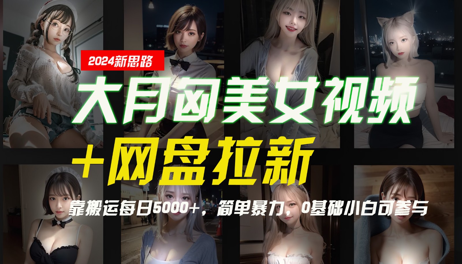 【新思路】大月匈美女视频+网盘拉新，靠搬运每日5000+，简单暴力，0基础小白可参与-【搞薯条网】-董叔项目网