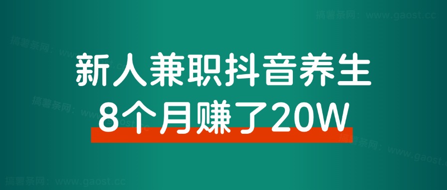 新人小白,兼职深耕抖音养生8个月,赚了20万!经验分享-董叔项目网