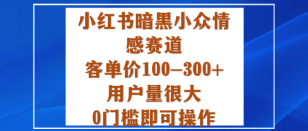 小红书暗黑小众情感赛道，客单价100-300+用户量很大，0门槛即可操作-董叔项目网