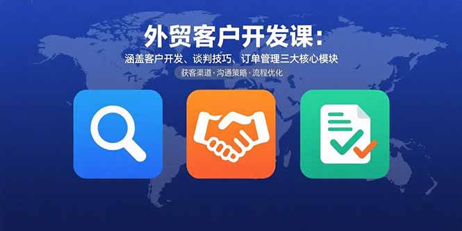 外贸客户开发课：涵盖客户开发、谈判技巧、订单管理三大核心模块-董叔项目网