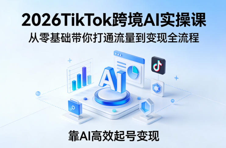 2026TikTok跨境AI实操课，从零基础带你打通流量到变现全流程，靠AI高效起号变现-董叔项目网