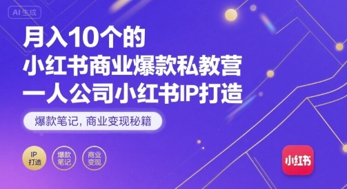 月入10个的小红书商业爆款私教营,一人公司小红书IP打造,爆款笔记,商业变现秘籍-董叔项目网