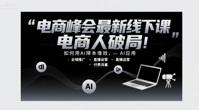 电商峰会最新线下课，电商人破局，如何用AI降本增效，AI应用-全域推广-直播运营-付费流量-董叔项目网