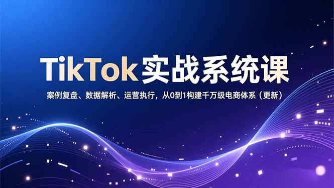 TikTok实战系统课，案例复盘、数据解析、运营执行，从0到1构建千万级电商体系(更新-董叔项目网