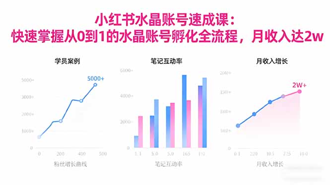 2025小红书水晶账号速成课：快速掌握从0-1水晶账号孵化全流程，月收入达2w-董叔项目网