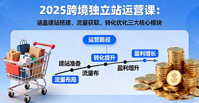 2025跨境独立站运营课：涵盖建站搭建、流量获取、转化优化三大核心模块-董叔项目网