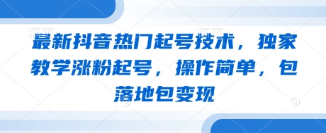 最新抖音热门起号技术，独家教学涨粉起号，操作简单，包落地包变现-董叔项目网