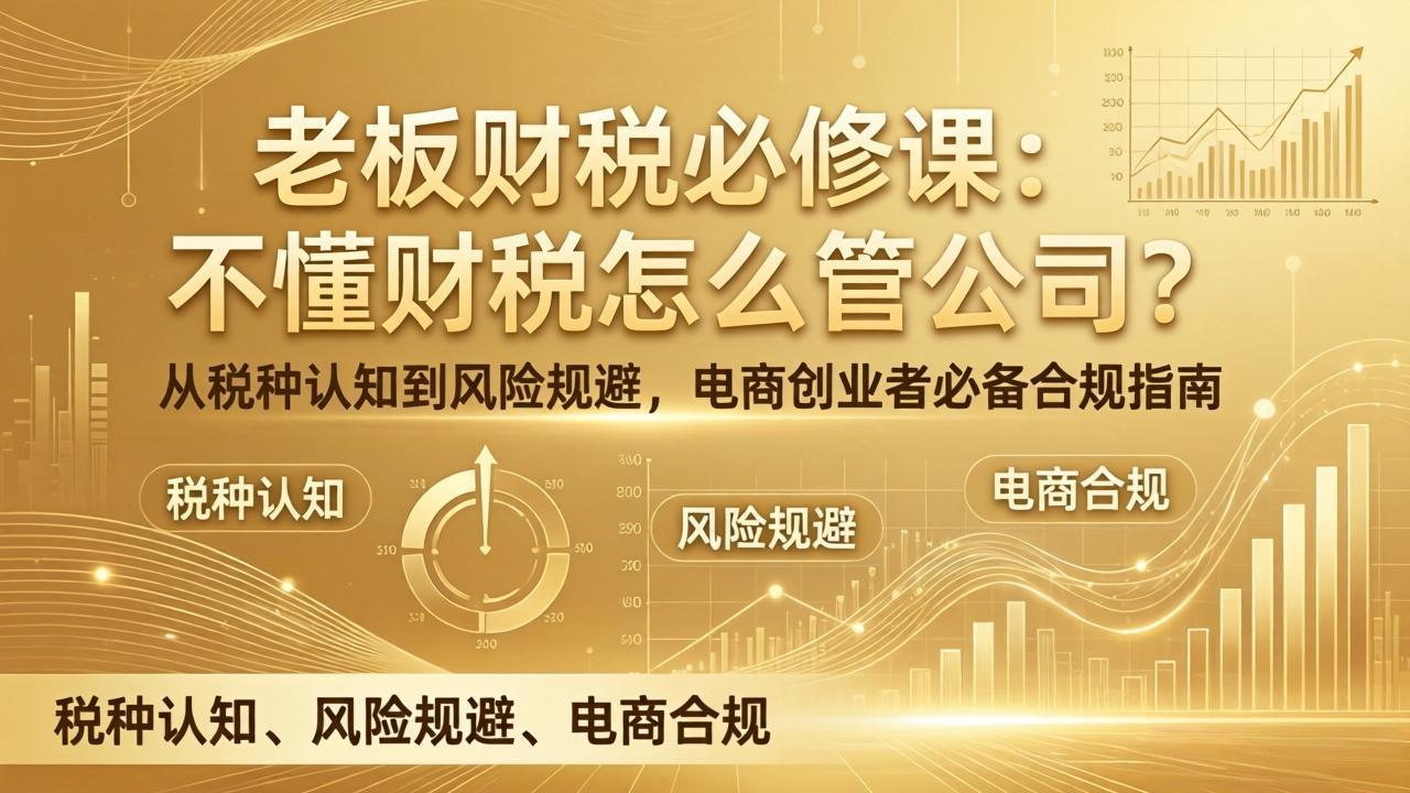 老板财税必修课：不懂财税怎么管公司？从税种认知到风险规避，电商创业者必备合规指南-董叔项目网