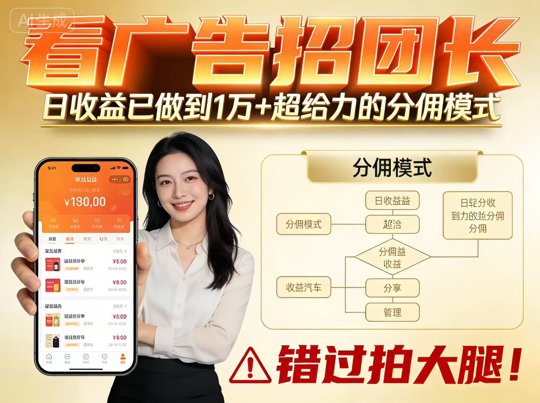 看广告招团长,团队收益已做到日入1万,分佣模式超给力,错过拍大腿-董叔项目网