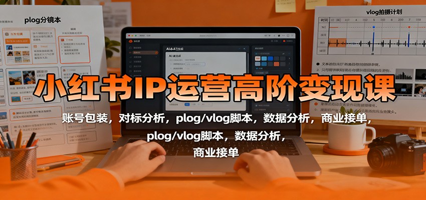 小红书IP运营高阶变现课：账号包装，对标分析，plog/vlog脚本，数据分析，商业接单-董叔项目网