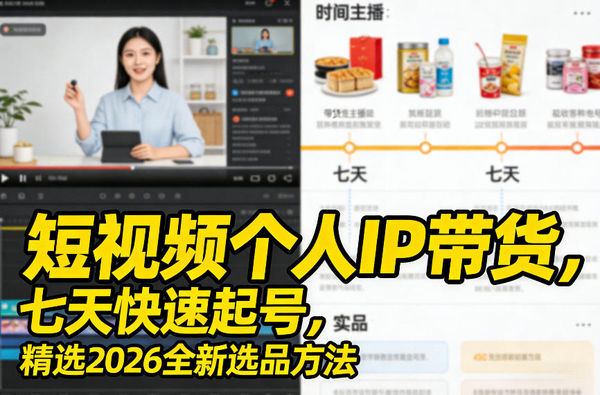 短视频个人IP带货，七天快速起号，精选2026全新选品方法-董叔项目网