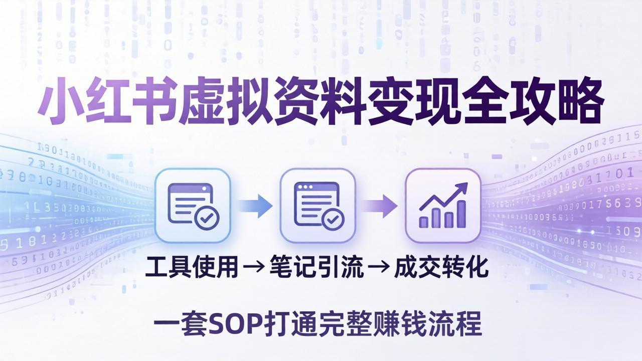 小红书虚拟资料变现全攻略:从工具使用到笔记引流成交,一套 SOP 打通完整赚钱流程-董叔项目网