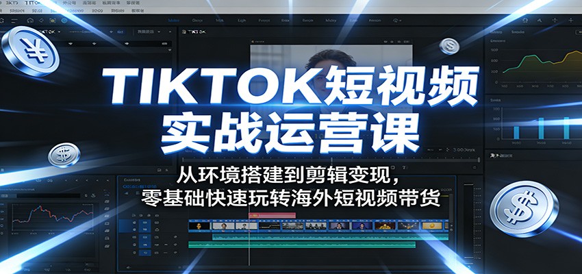 TIKTOK短视频实战运营课：从环境搭建到剪辑变现，零基础快速玩转海外短视频带货-董叔项目网