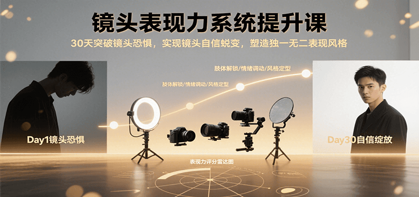 镜头表现力系统提升课，30天突破镜头恐惧实现自信蜕变，塑造独一无二表现风格-董叔项目网