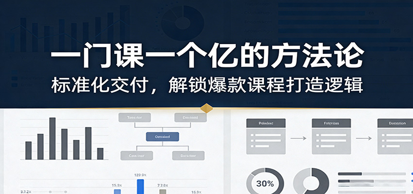 一门课一个亿的方法论：标准化交付，解锁爆款课程打造逻辑-董叔项目网