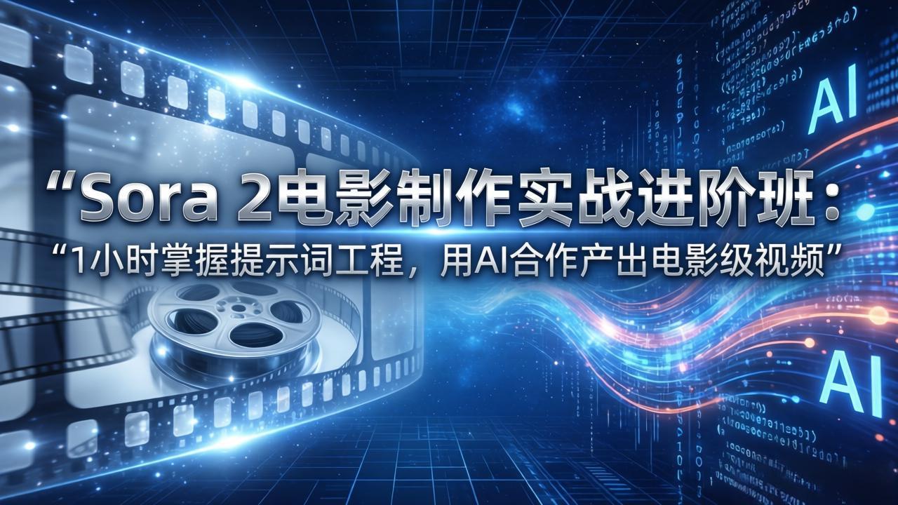 Sora 2电影制作实战进阶班：1小时掌握提示词工程，用AI合作产出电影级视频-董叔项目网