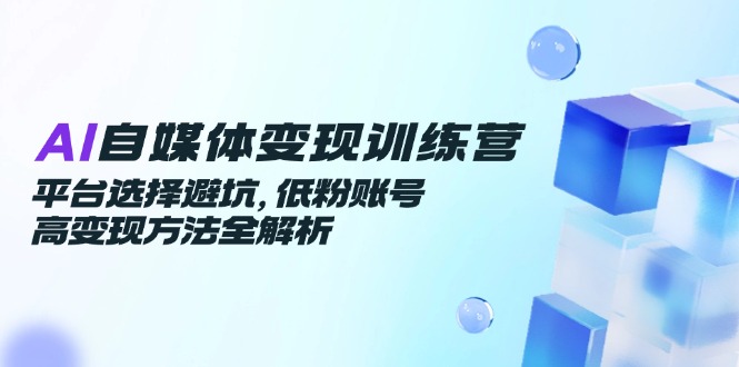 AI自媒体变现训练营,平台选择避坑,低粉账号高变现方法全解析-董叔项目网