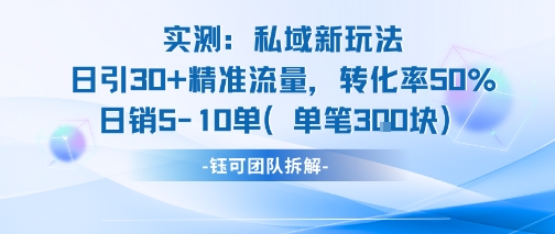 实测私域新玩法日引30加精准流量转化率50%日销5-10单每笔3张-董叔项目网