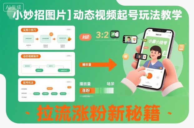 小妙招图片+动态视频起号玩法教学,拉流涨粉新秘籍-董叔项目网