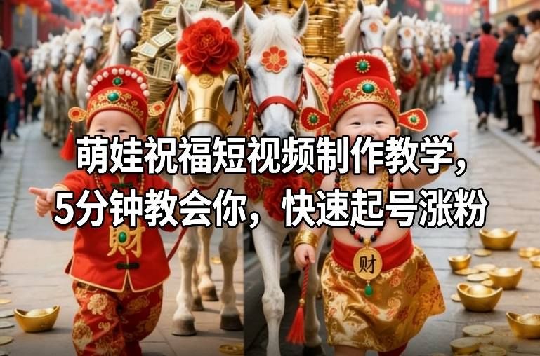 萌娃祝福短视频制作教学，5分钟教会你，快速起号涨粉-董叔项目网