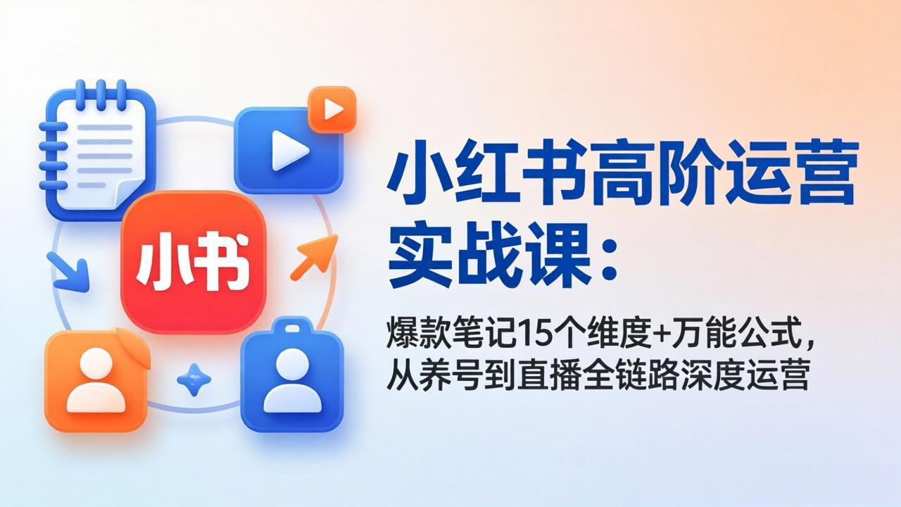 小红书高阶运营实战课：爆款笔记15个维度+万能公式，从养号到直播全链路深度运营-董叔项目网