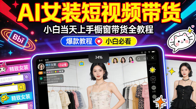 AI女装短视频橱窗带货:小白零门槛当天上手,高佣金爆款轻松賺!-董叔项目网