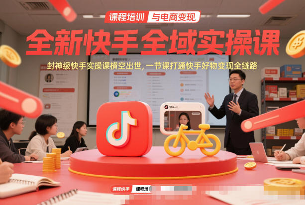 全新快手全域实操课,封神级快手实操课横空出世,一节课打通快手好物变现全链路-董叔项目网