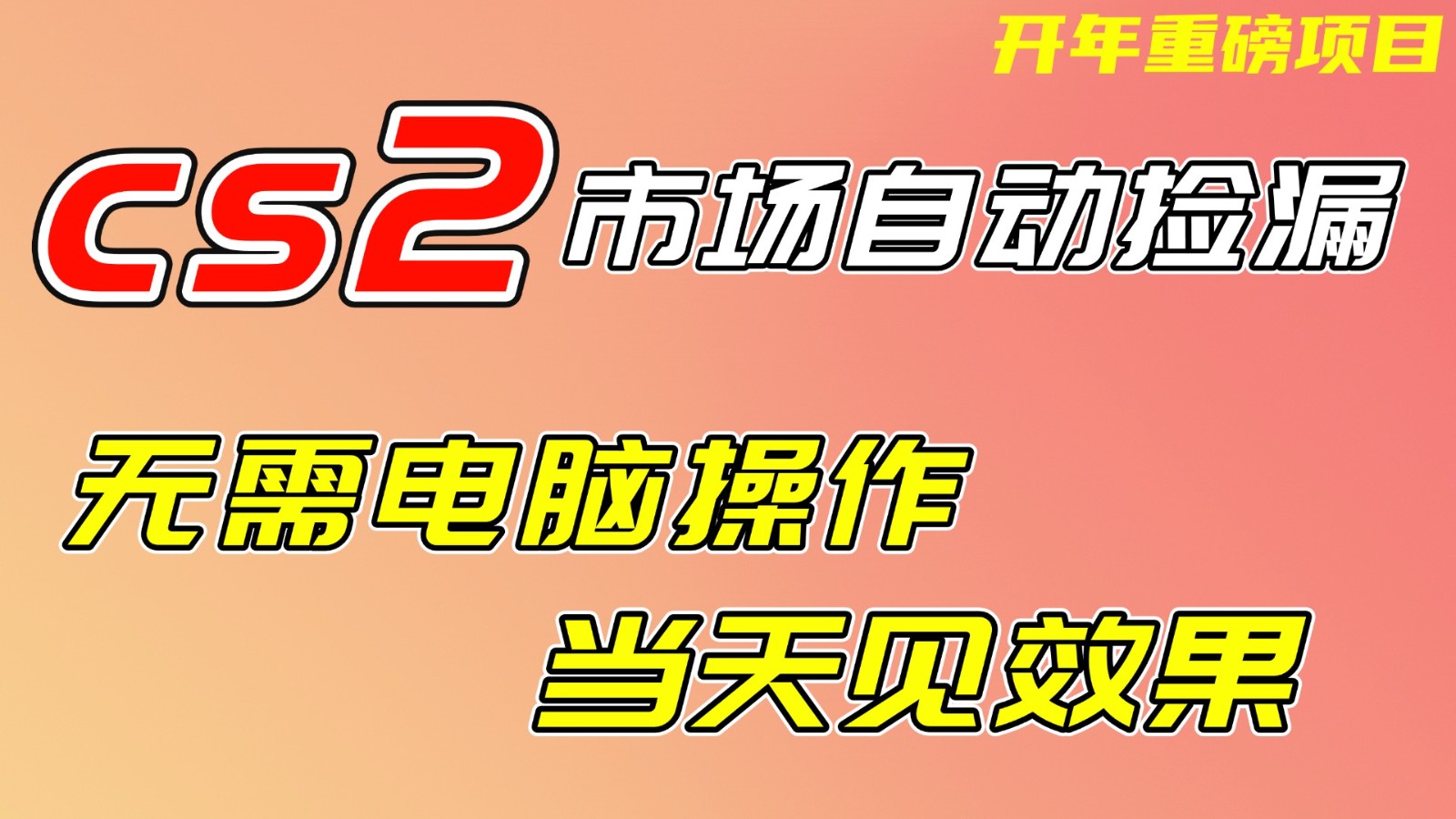 CS2市场挂机项，无需电脑操作，无需进入游戏，当天见效果，支持任何形式验证-董叔项目网