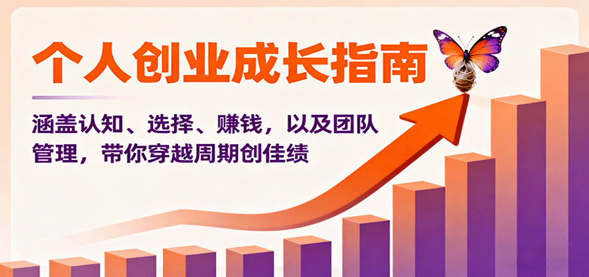 个人创业成长指南:涵盖认知、选择、赚钱,以及团队管理,带你穿越周期创佳绩-董叔项目网