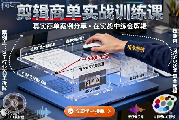 剪辑商单实战训练课，真实商单案例分享，在实战中练会剪辑-董叔项目网