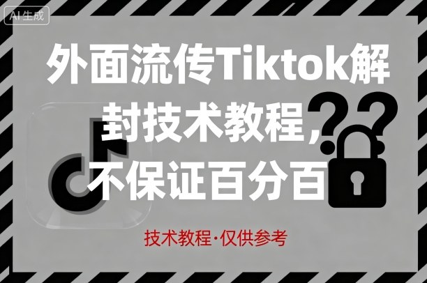 外面流传Tiktok解封技术教程，不保证百分百，具体自测-董叔项目网
