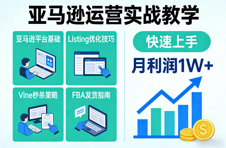 亚马逊运营实战教学,亚马逊平台+Listing优化+Vine秒杀+FBA发货等,快速上手,实现店铺月利润1W-董叔项目网