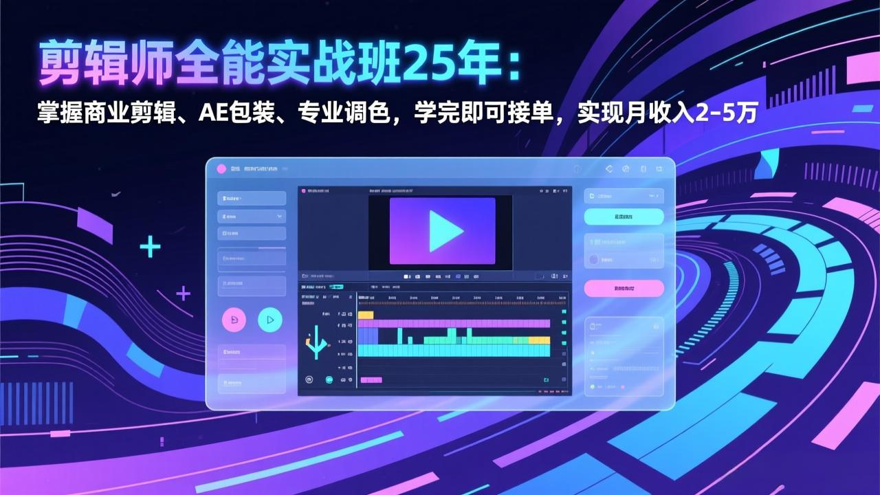 剪辑师全能实战班25年:掌握商业剪辑、AE包装、专业调色,学完即可接单,实现月收入2-5万-董叔项目网