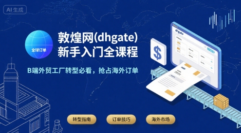 敦煌网(dhgate)新手入门全课程，B端外贸工厂转型必看，抢占海外订单-董叔项目网