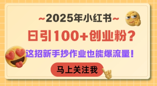2025年小红书日引100+创业粉？这招新手抄作业也能爆流量！-董叔项目网